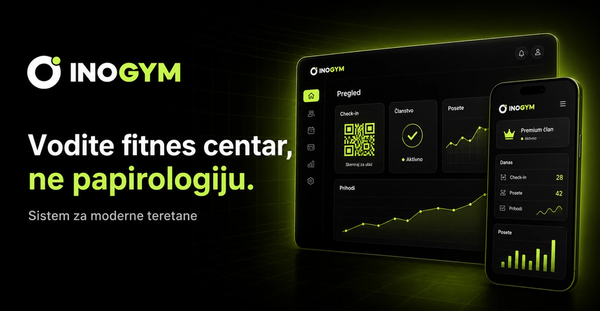 InoGym softver za teretane sa vlasničkim web panelom i mobilnom aplikacijom